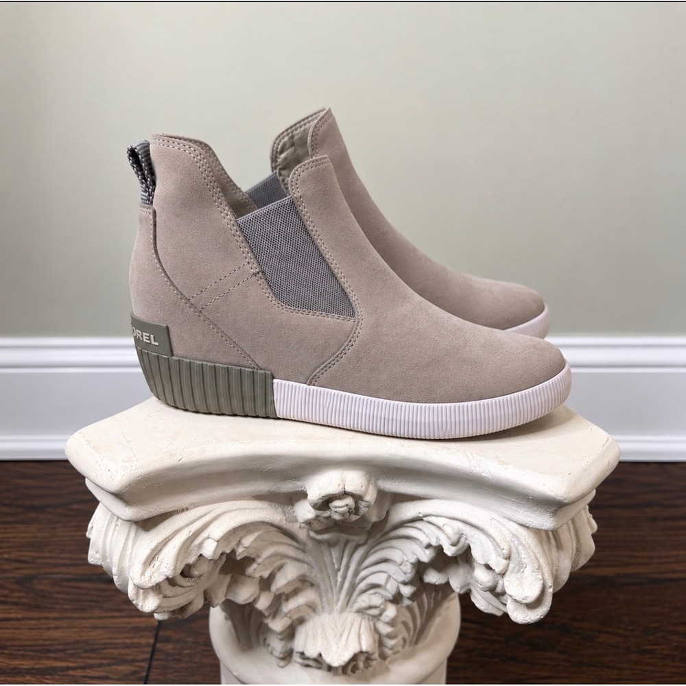 Sorel Out N About III Wedge Quarry Grey Suede Chelsea Ankle Boots 1977201-052